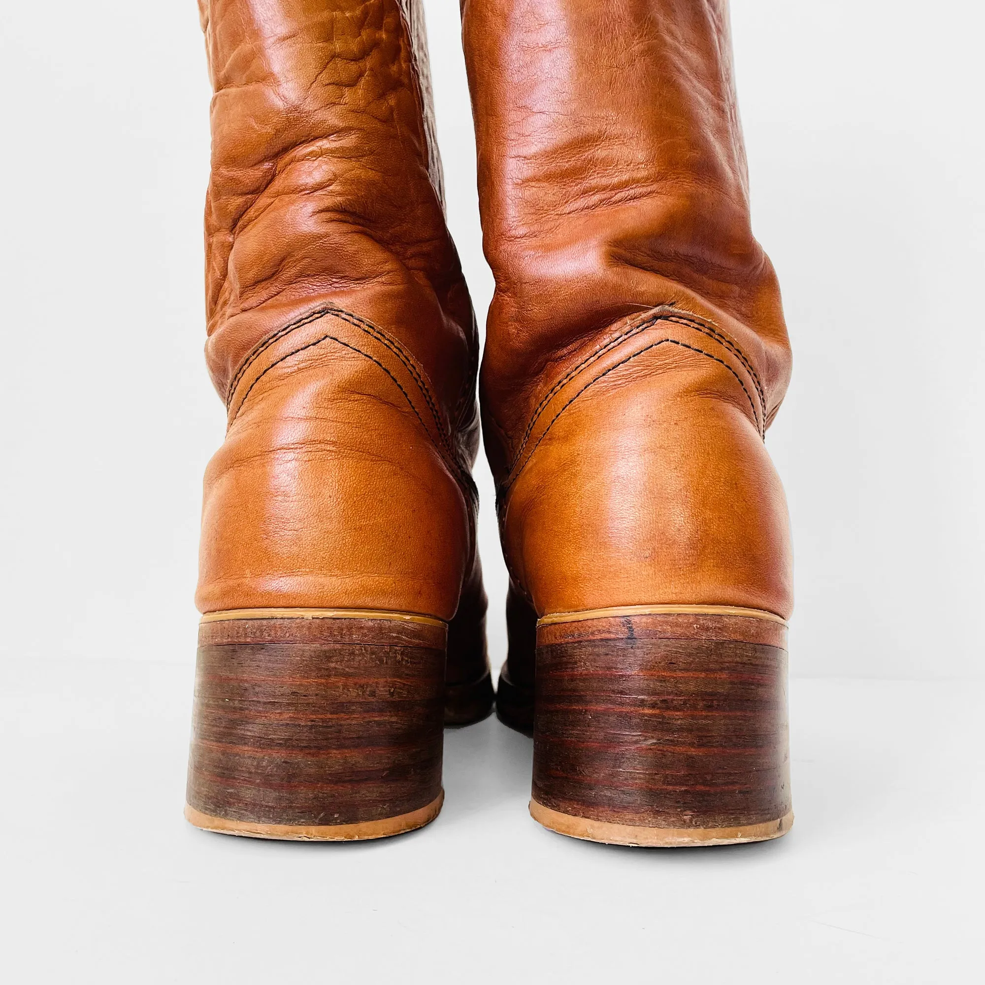 1970s Buttery Soft Leather Heavy-Duty Made in Canada Wood-Heeled Boots