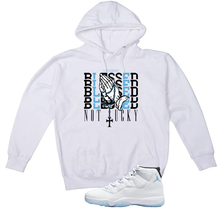 Air Jordan 11 Legend Blue White T-Shirt (Blessed not lucky)| illcurrency