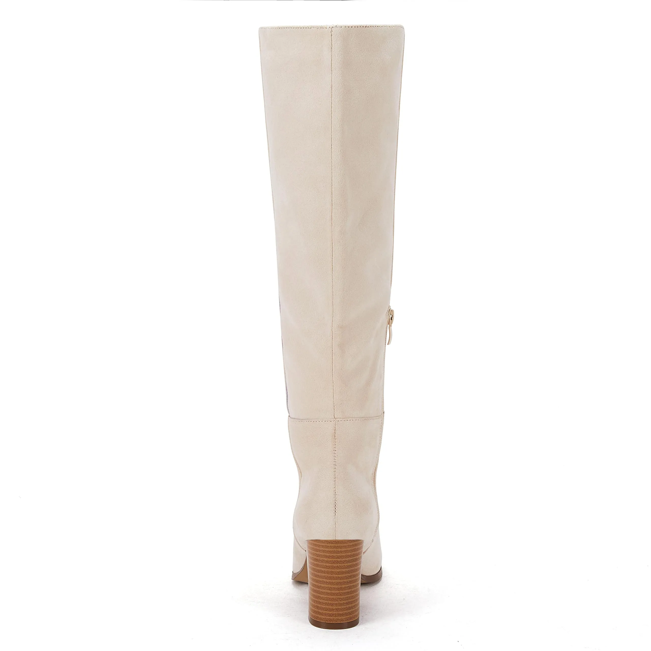 Beige Fashionable Chunky Block Knee High Boots