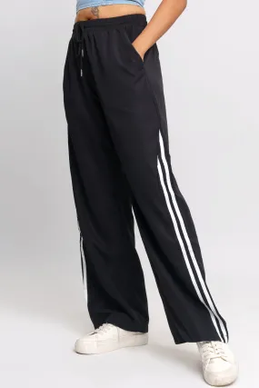 Black Contrast Straight Fit Track Pants