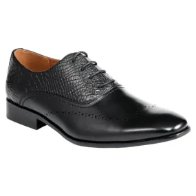 Black Premium Wingtip Men's PU Leather Oxford Lace -Up Formal Dress Shoes