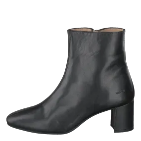 Block Heel Boot With Zipper Black