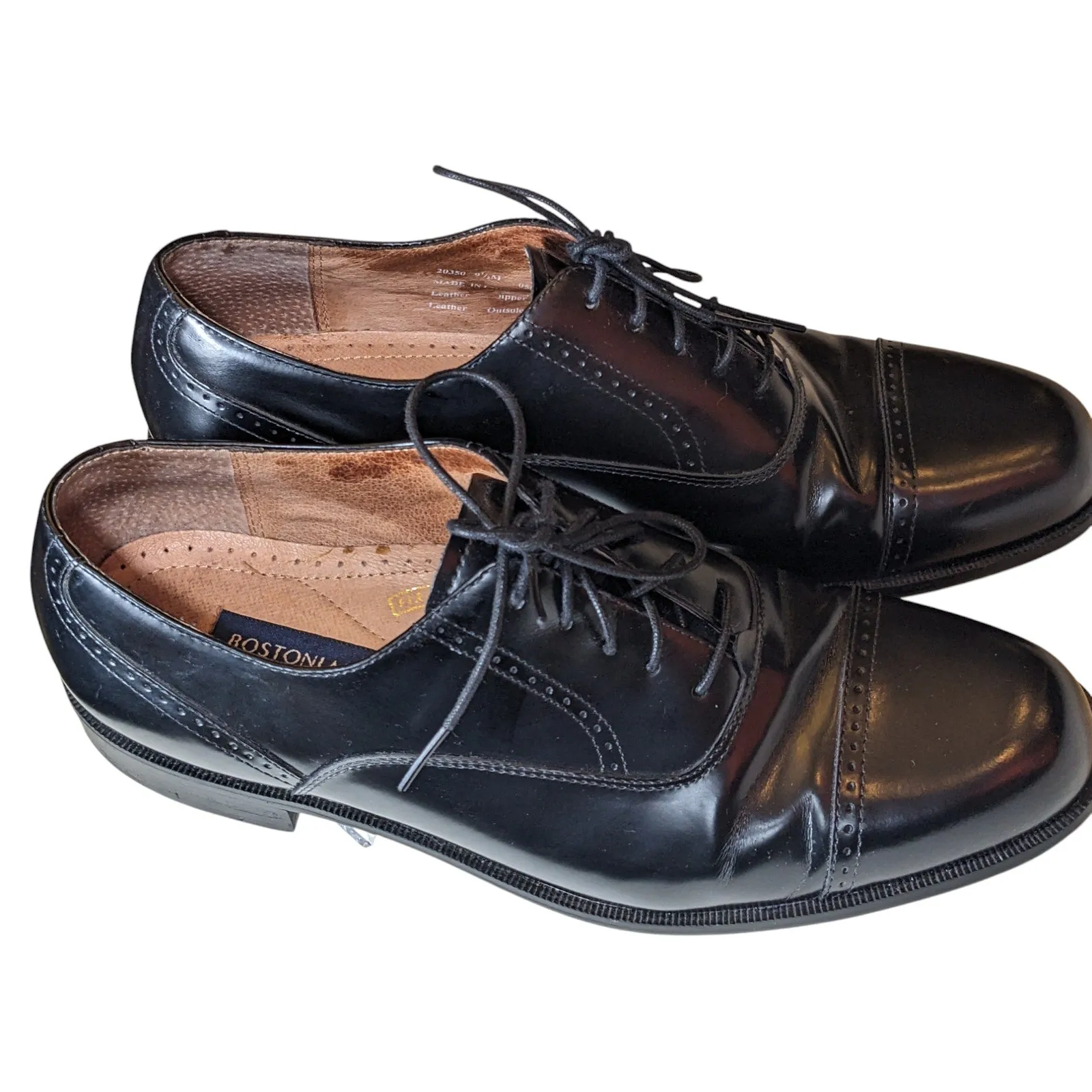 Bostonian Shoes Classic First Flex Men 9.5 Leather Oxford Cap Toe Brogue Classic