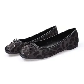 Bow LEOPARD PRINT FLAT SHOES