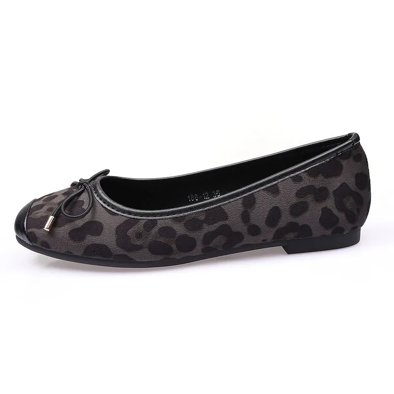 Bow LEOPARD PRINT FLAT SHOES