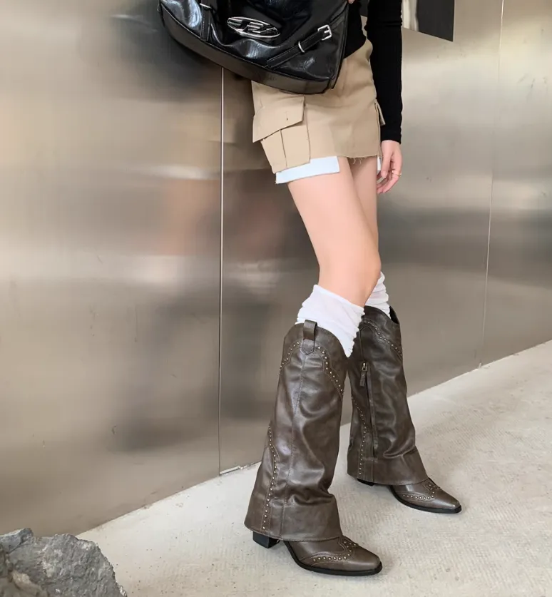 BRENDOVAN POST-APOCALYPTIC STYLE KNEE-HIGH CHUNKY BOOTS