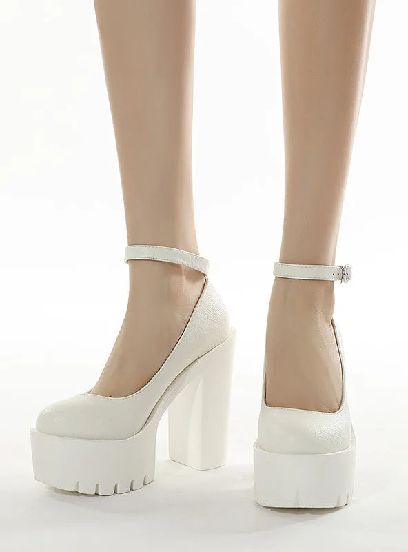 Buckle Thick Platform Waterproof Platform High-heeled