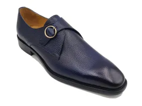 Carrucci Blue Men's Drees Genuine Leather Single Monk Strap Plain Toe Loafer