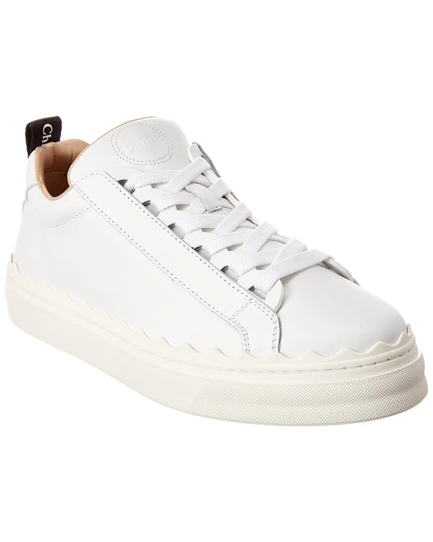 Chloé Lauren Scalloped Leather Sneaker, 39, White