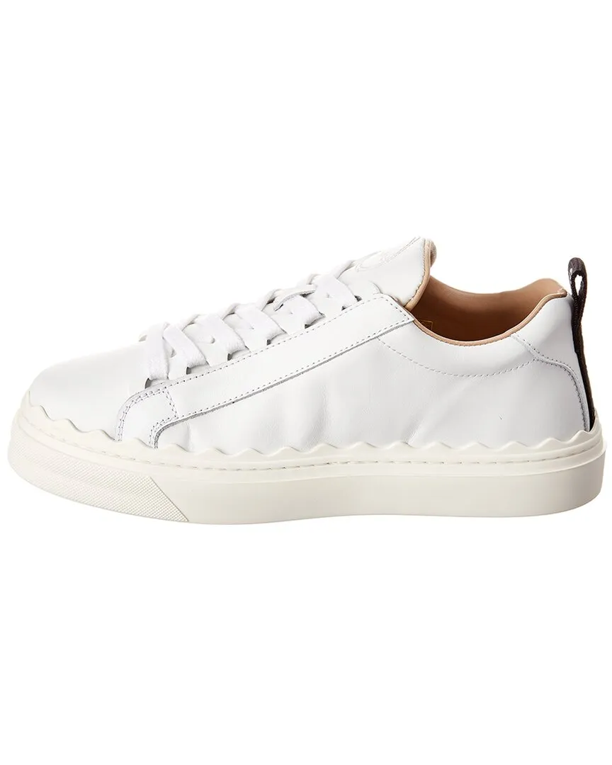 Chloé Lauren Scalloped Leather Sneaker, 39, White