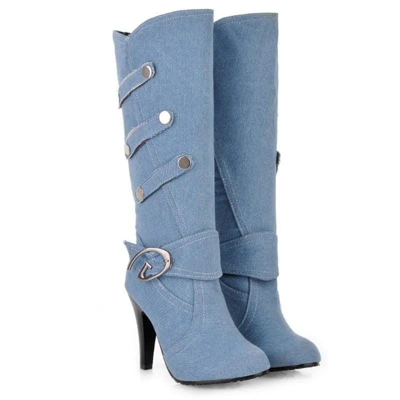 Cloth stiletto high heel high boots