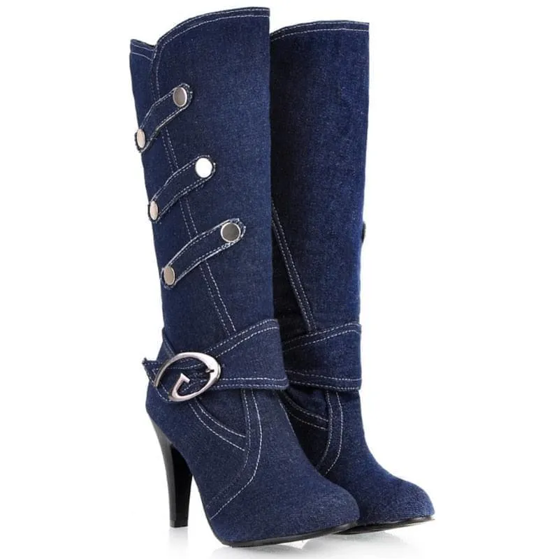 Cloth stiletto high heel high boots