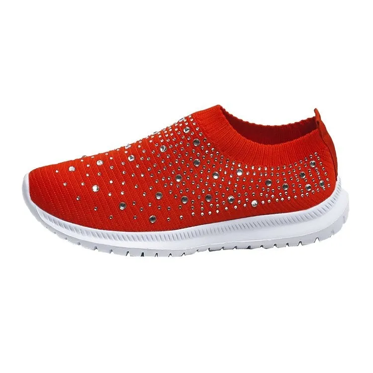 Coolest Most Comfortable Breathable Slip-on Sneakers with Crystals