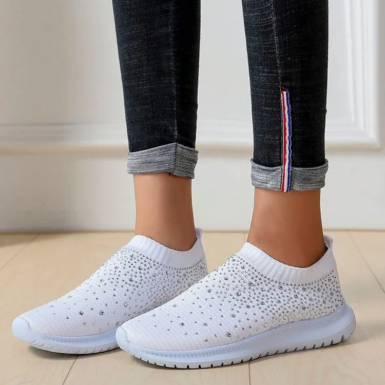 Coolest Most Comfortable Breathable Slip-on Sneakers with Crystals