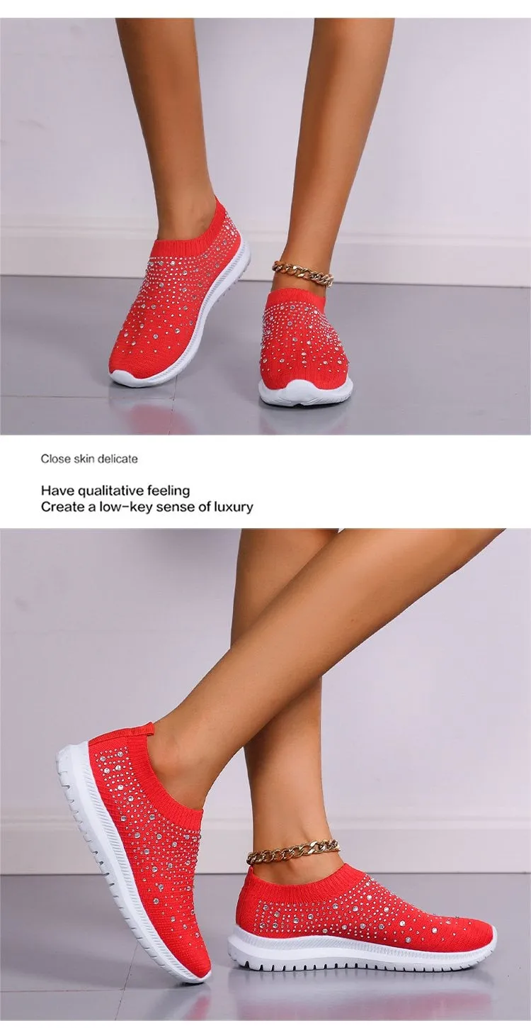 Coolest Most Comfortable Breathable Slip-on Sneakers with Crystals