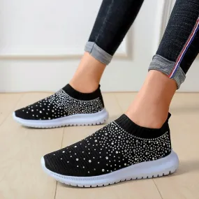 Coolest Most Comfortable Breathable Slip-on Sneakers with Crystals