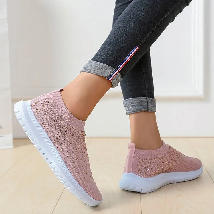 Coolest Most Comfortable Breathable Slip-on Sneakers with Crystals