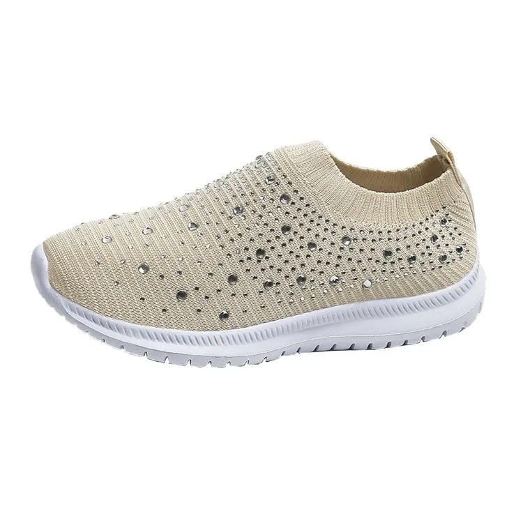 Coolest Most Comfortable Breathable Slip-on Sneakers with Crystals