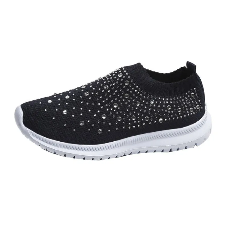 Coolest Most Comfortable Breathable Slip-on Sneakers with Crystals