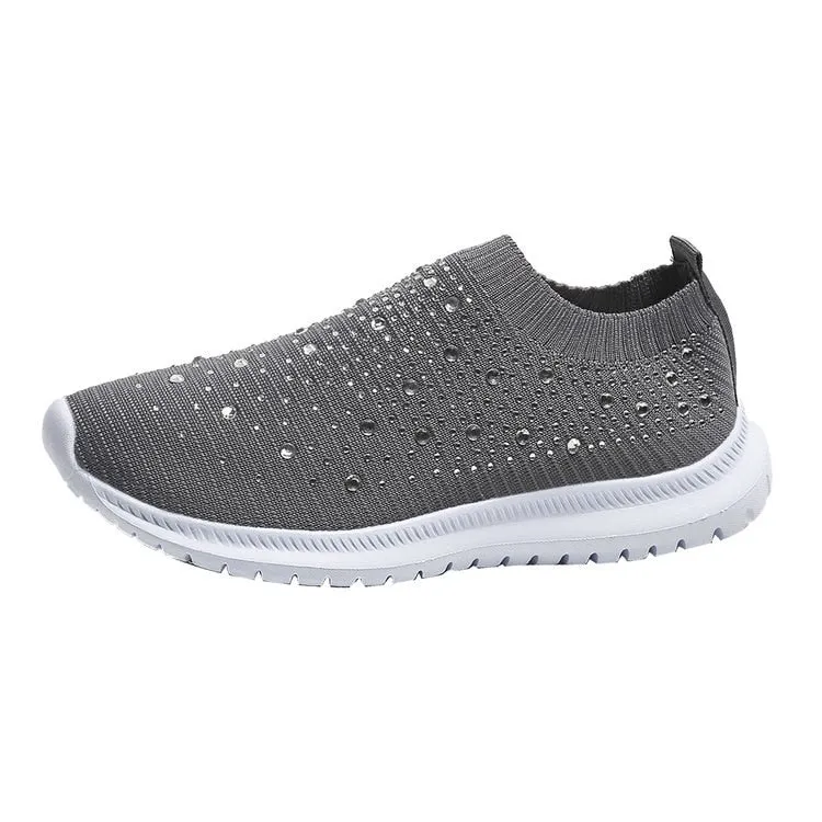 Coolest Most Comfortable Breathable Slip-on Sneakers with Crystals