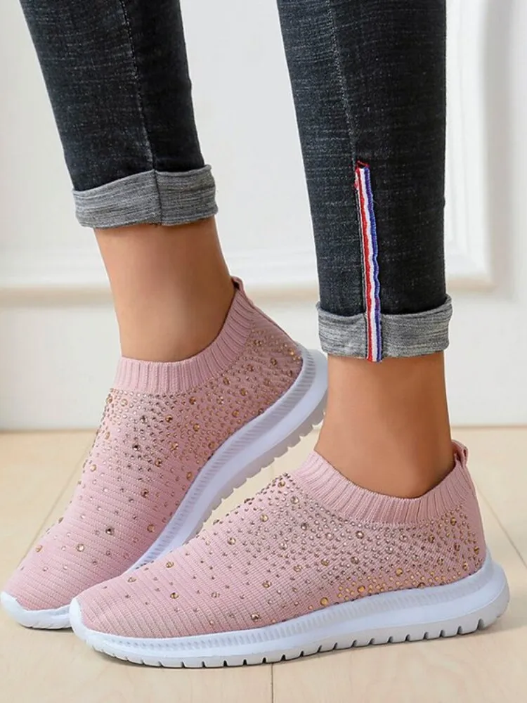 Coolest Most Comfortable Breathable Slip-on Sneakers with Crystals