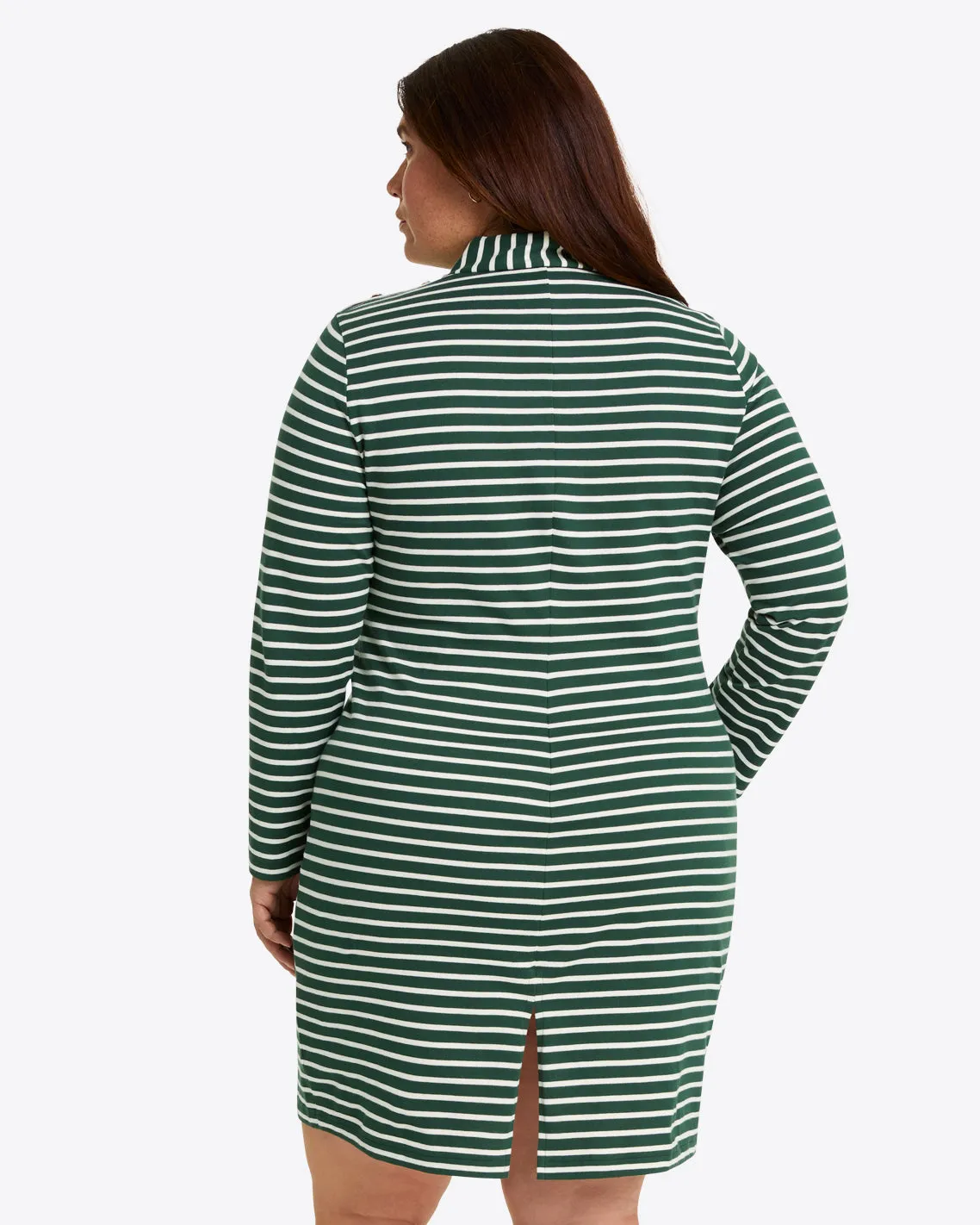 Elsie Turtleneck Dress in Green Stripe