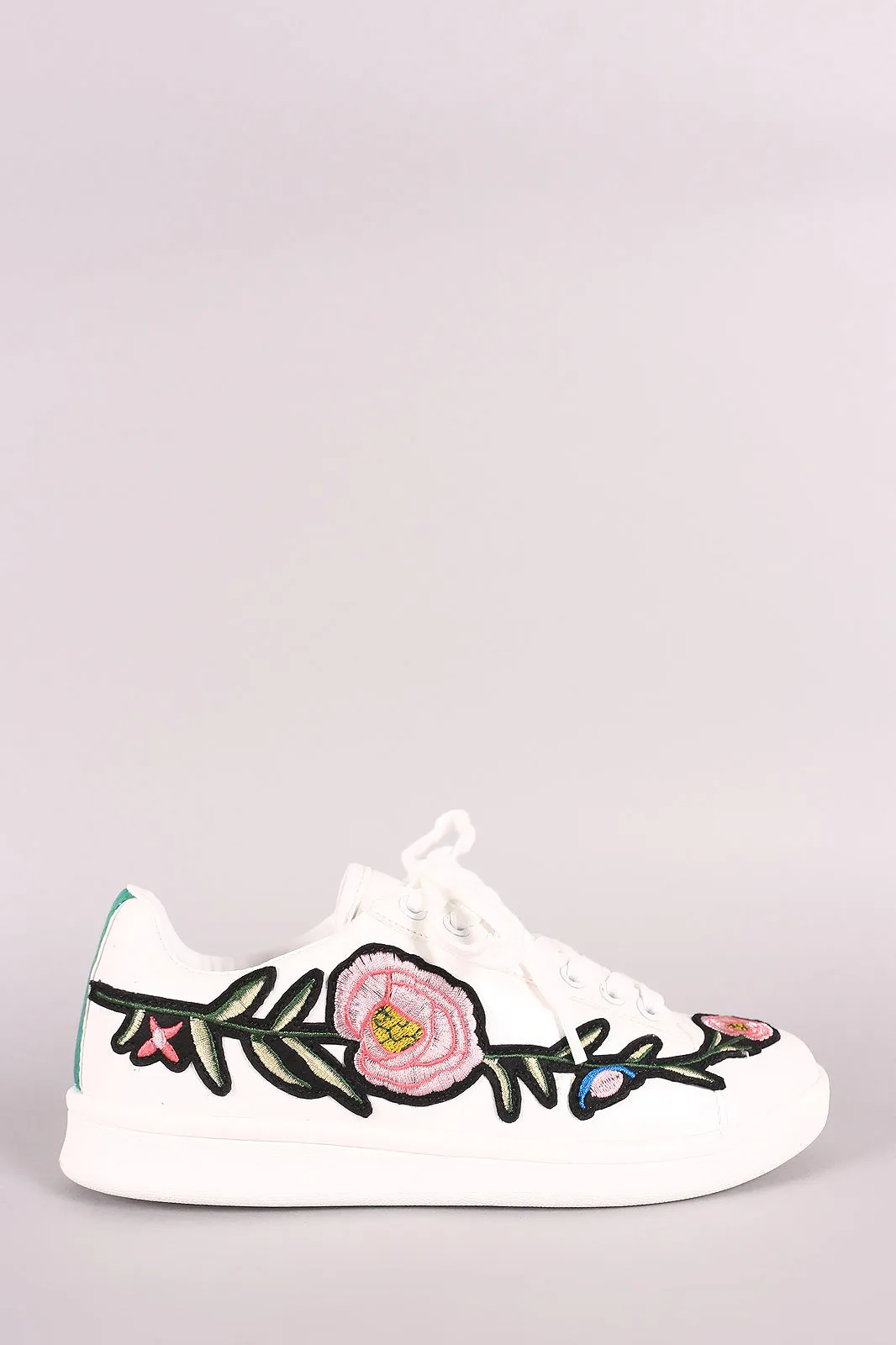 Embroidered Floral Lace Up Sneaker