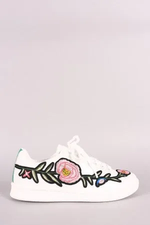 Embroidered Floral Lace Up Sneaker