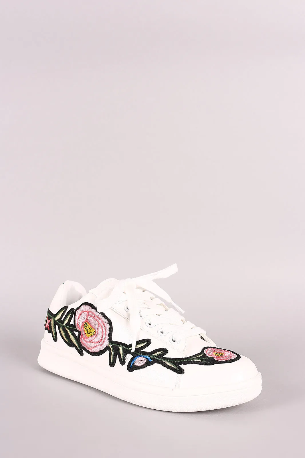 Embroidered Floral Lace Up Sneaker