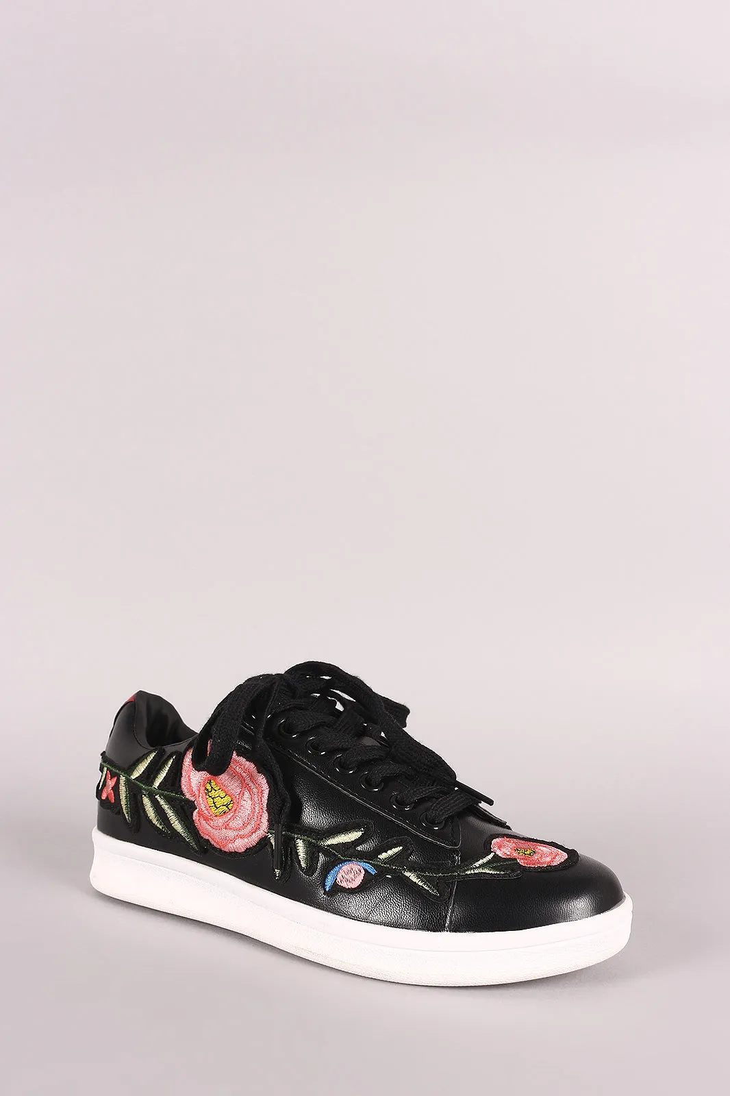 Embroidered Floral Lace Up Sneaker