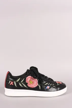 Embroidered Floral Lace Up Sneaker