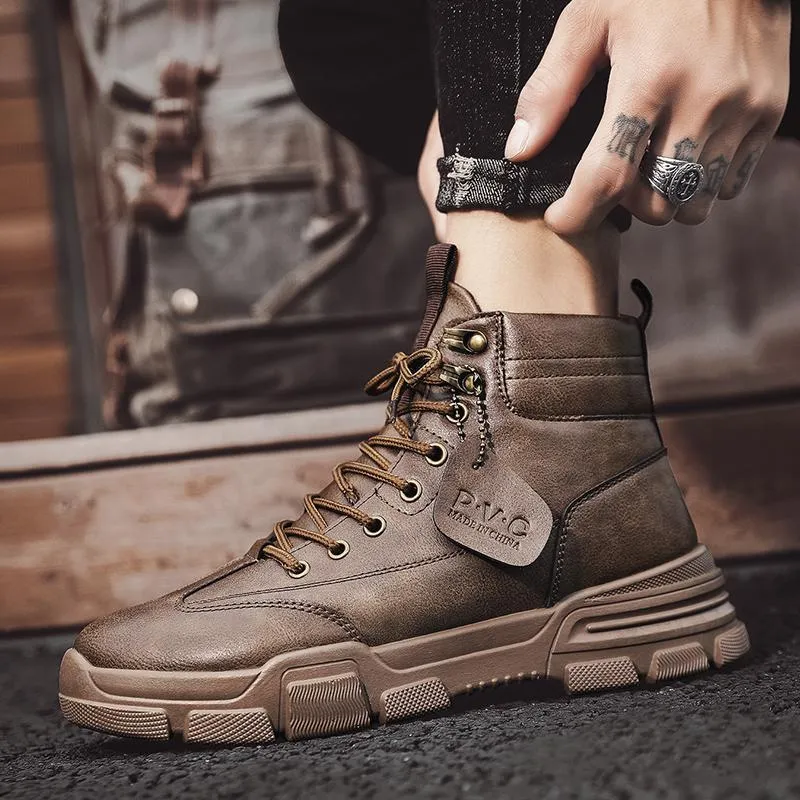 Fashionable Men High Top Tooling Boots