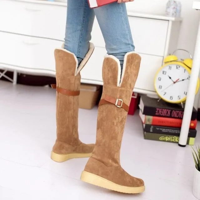 Female Fashionable Winter Warm High Boots On Platform