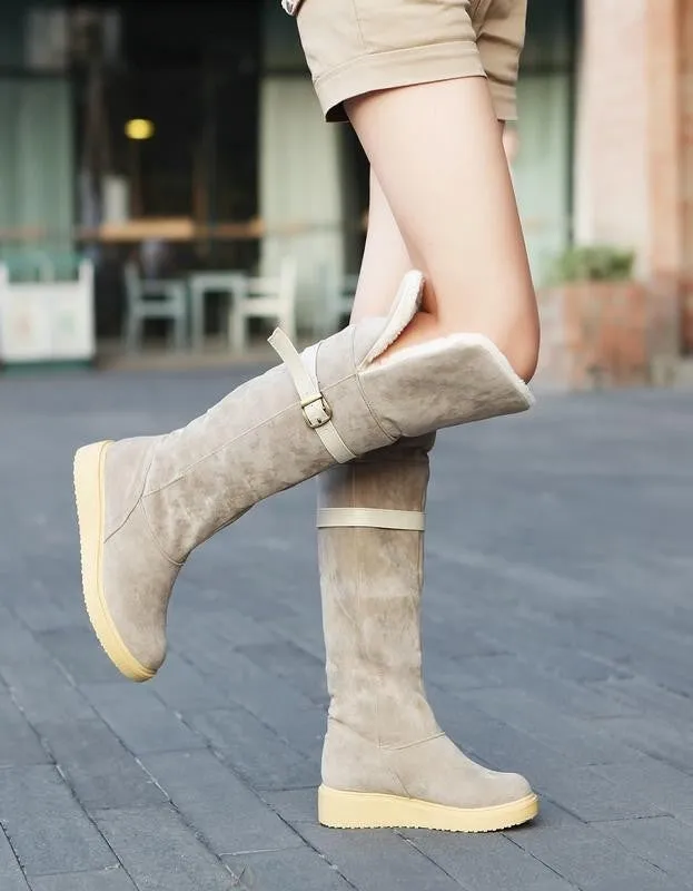 Female Fashionable Winter Warm High Boots On Platform