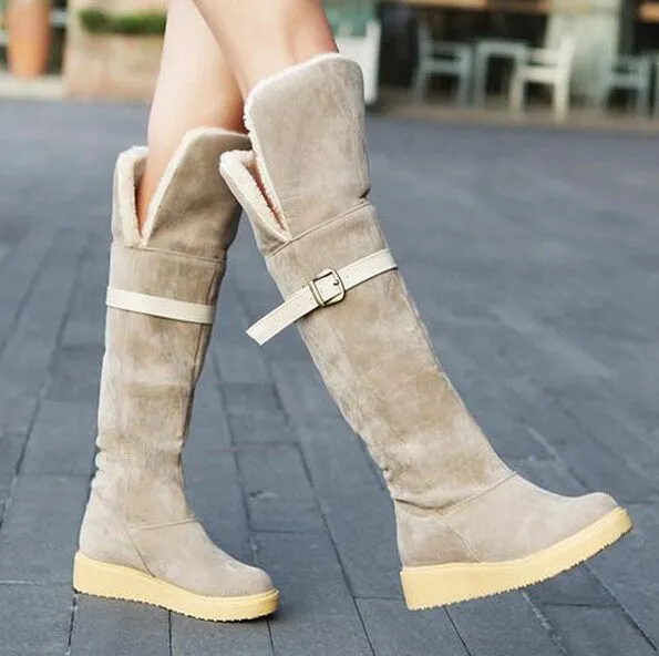 Female Fashionable Winter Warm High Boots On Platform