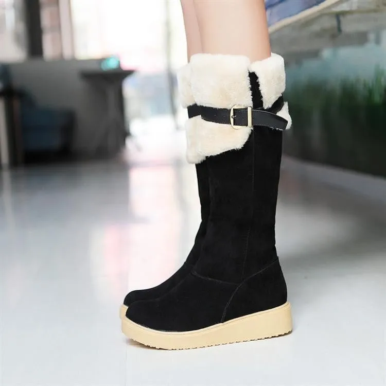 Female Fashionable Winter Warm High Boots On Platform