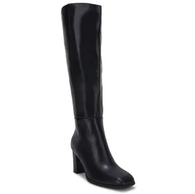 Glossy Black Fashionable Chunky Block Knee High Boots