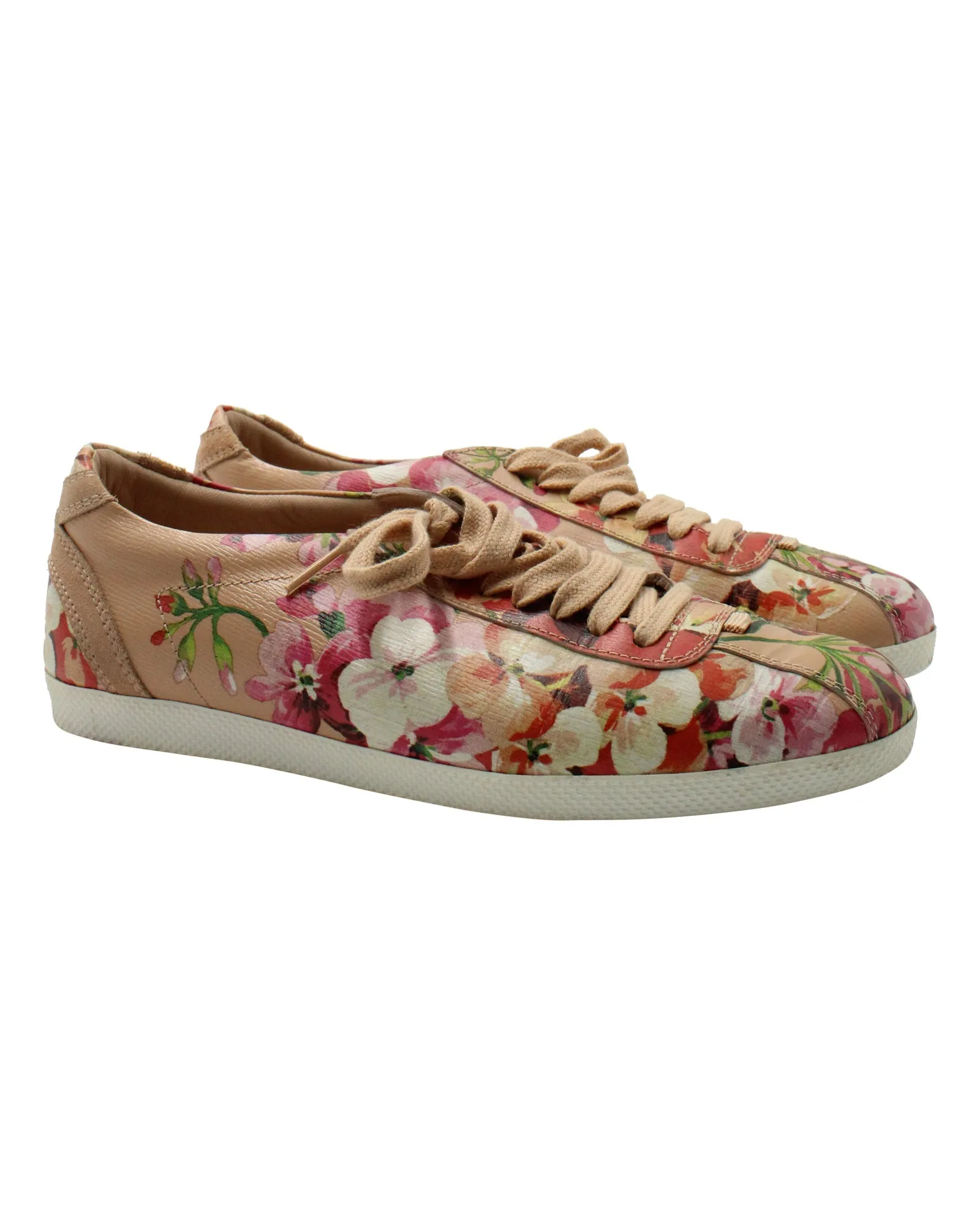 Gucci Bloom Print Low-Top Sneakers in Pink Leather