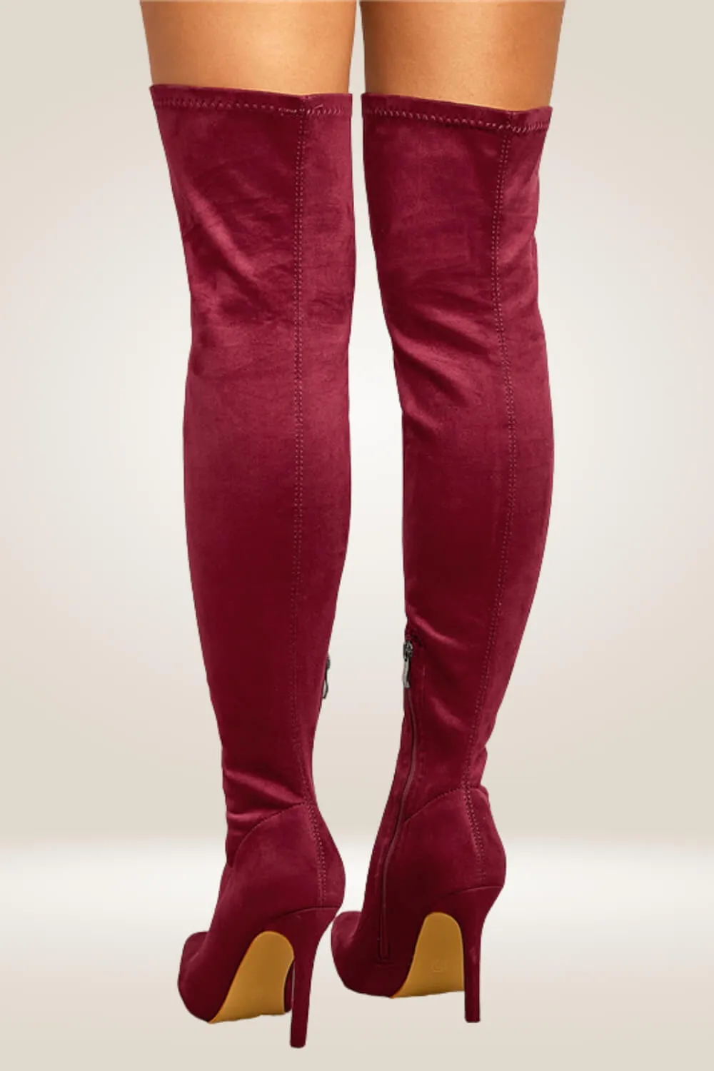 High Heel Wine Red Over The Knee Boots