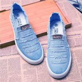 Hnzxzm Spring Summer Canvas Shoes Men Fashion Denim Shoes Slip-on Mens Casual Shoes Hot Sale Ins Cool Shoes Male Loafers