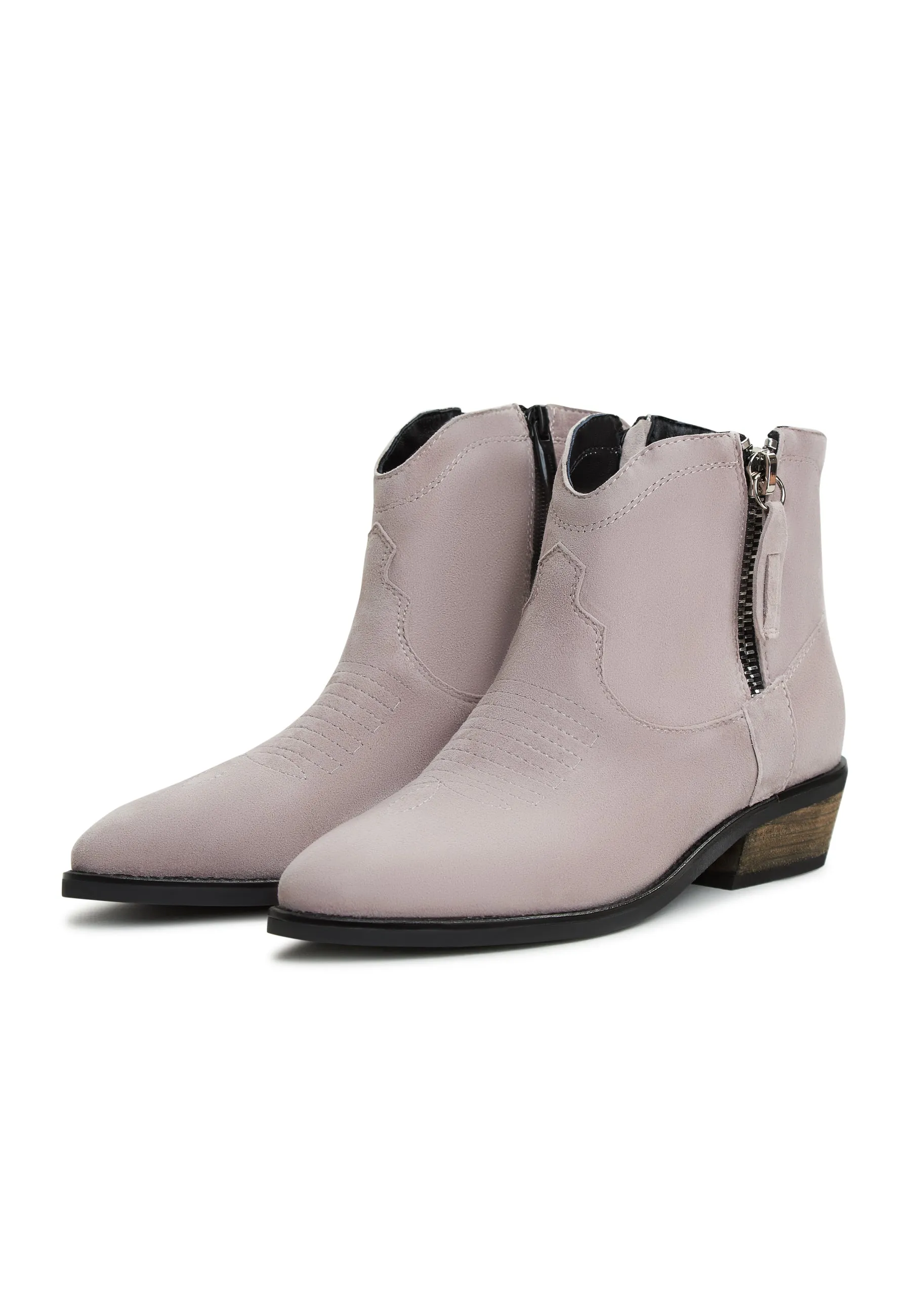 Leather Cowboy Boots Vicky - Grey