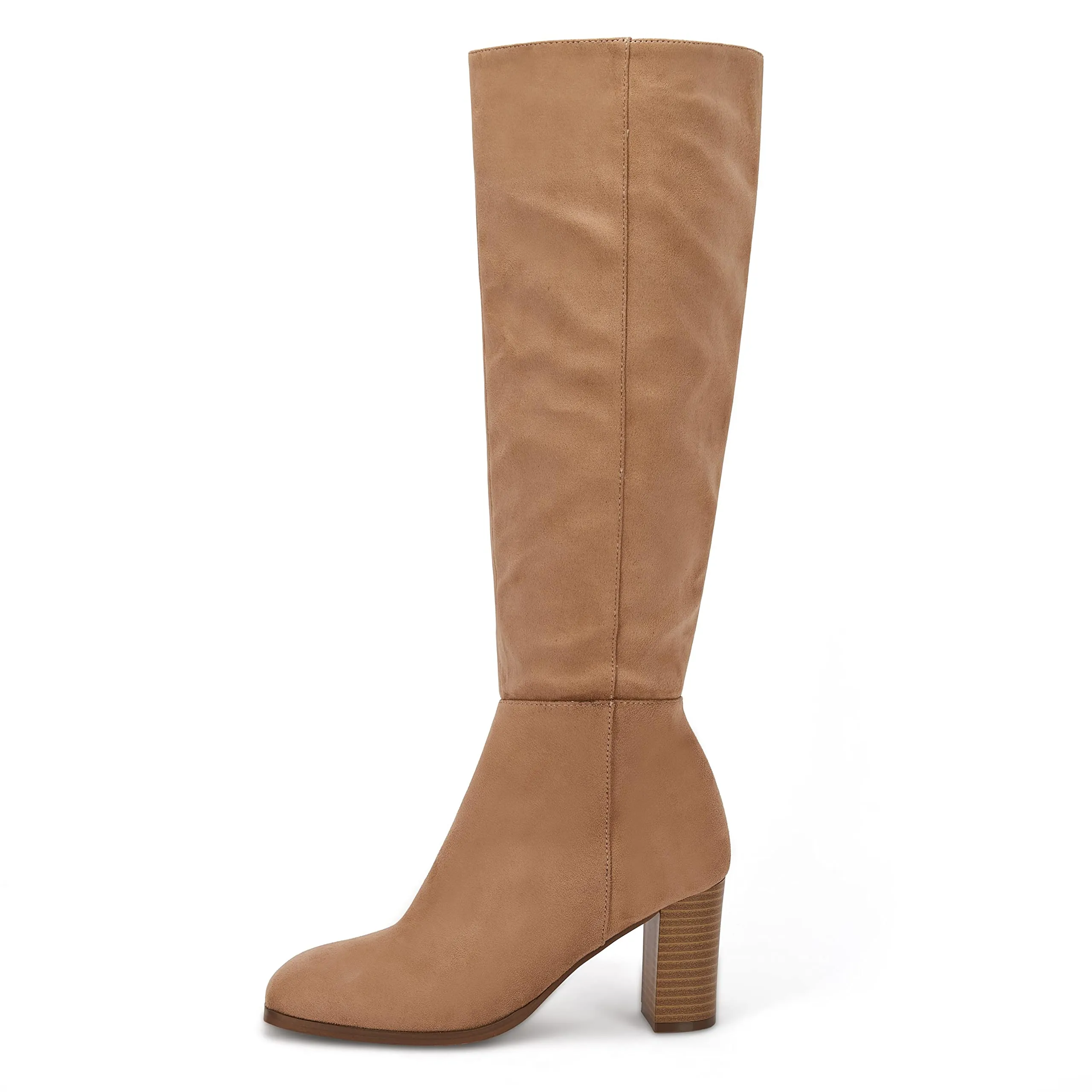 Light Brown Fashionable Chunky Block Knee High Boots