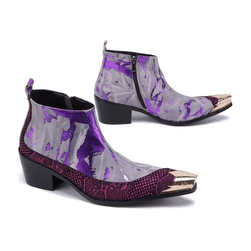 Luxe Exotic Pattern Genuine Leather Statement Boots