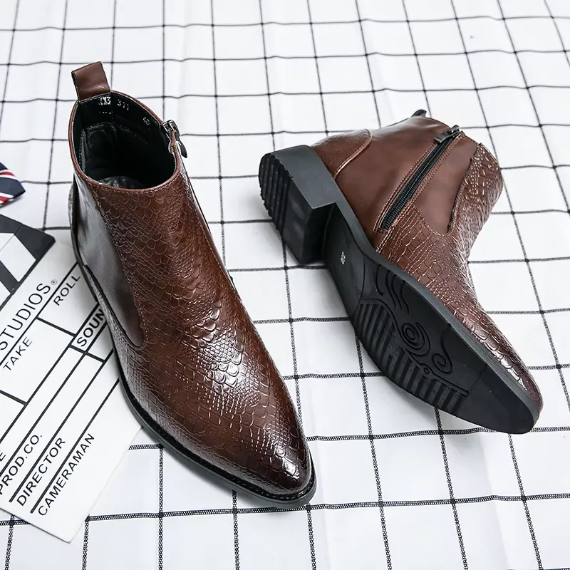 Men's Luxury Crocodile-Embossed Chelsea Boots | Ideal for All Seasons