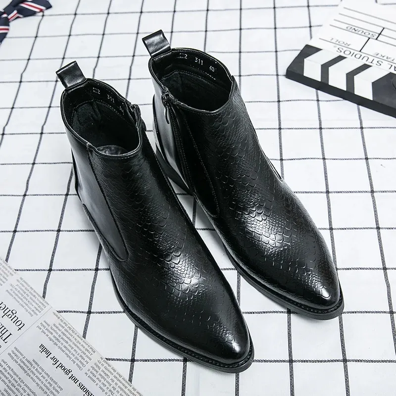 Men's Luxury Crocodile-Embossed Chelsea Boots | Ideal for All Seasons