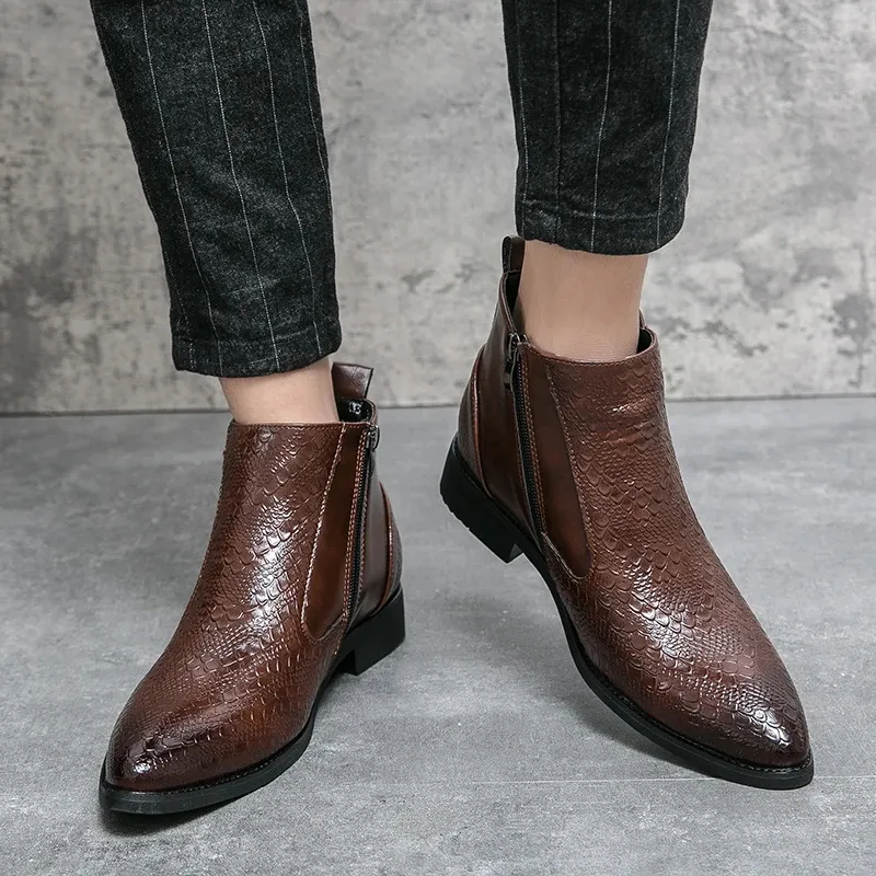 Men's Luxury Crocodile-Embossed Chelsea Boots | Ideal for All Seasons