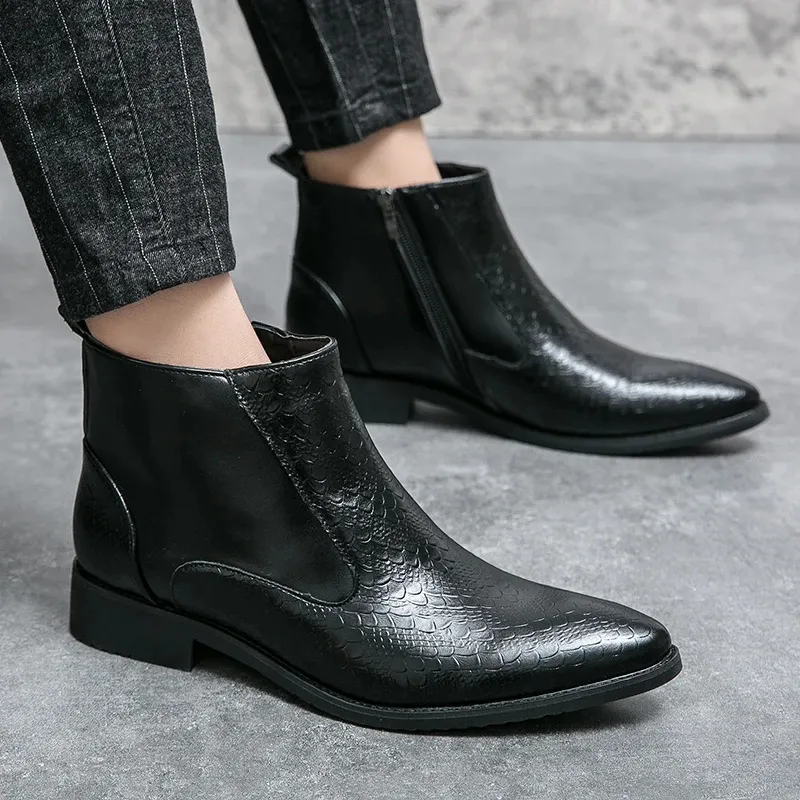 Men's Luxury Crocodile-Embossed Chelsea Boots | Ideal for All Seasons