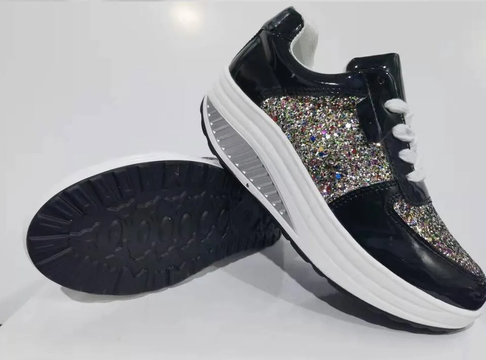 Mesh Flat Ladies Sequin Vulcanized Shoes