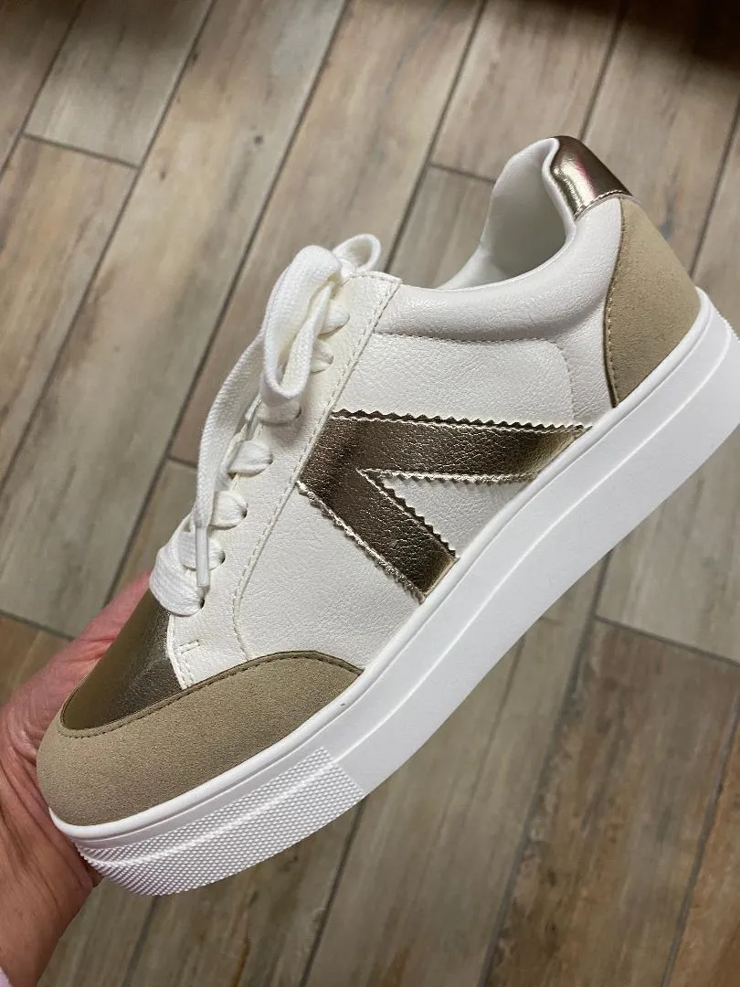 Mia Astra Gold & White Sneakers