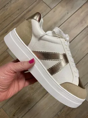 Mia Astra Gold & White Sneakers